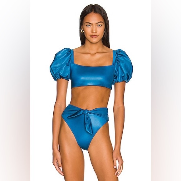 NWT Agua Bendita Blue Calista Nettuno Bikini Top Isabella Nettuno Bikini Bottoms - Picture 1 of 14